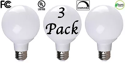 3 Pack Bioluz LED White Dimmable G25 Globe Light Bulb 6 Watt Soft White 2700K • $15.99