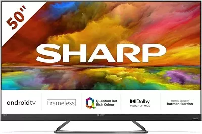 Sharp 50  Smart TV 4K Ultra HD Quantom Dot Android Netflix Freeview Play • £429.99