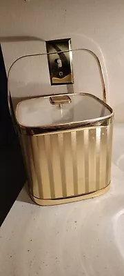 Vtg Culver Ice Bucket W/ Handle Gold Striped Unique Square Rare Find W/ Tongs • $34.95