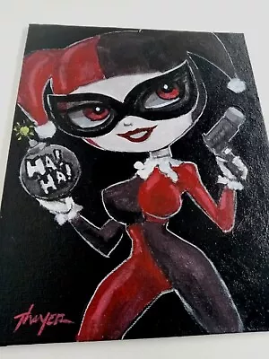 Original Harley Quinn Painting THAYER Art OOAK Canvas Not A Print • $40