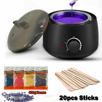 $21.99 • Buy Professional Wax Warmer Heater Hair Removal Kit + 400g Waxing Beans + 20 Sticks