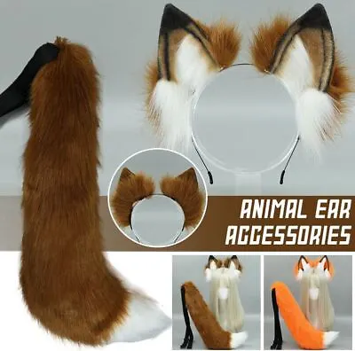 $27.99 • Buy Fox Wolf Ears Headband Tail Set Anime Faux Fur Halloween Cosplay Props Costume