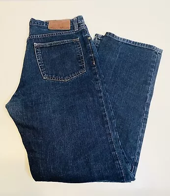 Eddie Bauer Jeans Mens 32x34 Relaxed Fit Straight Leg Blue Dark Wash 100% Cotton • $20