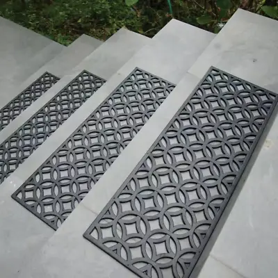 Black 9.75 In. W X 29.75 In. L Indoor Outdoor Stair Treads Rubber Step Mats • £45.73