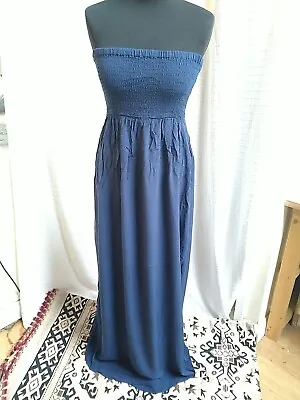 New Look Navy Blue Strapless Long Maternity Dress Size 14 • £8.50