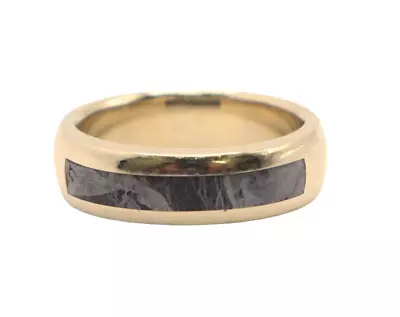 14K Yellow Gold Men's Wedding Band Ring With Black Jade Inlay • $899.99