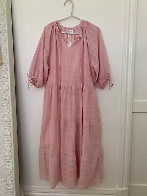 Cali & Co Tiered Maxi Dress Cotton Boho NEW  Pink 12/M • $45