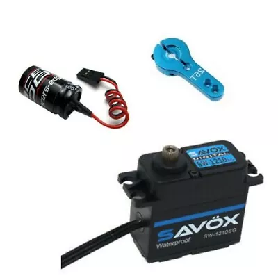 Combo Savox SW-1210SG-BE Waterproof Servo + Glitch Buster BLUE Aluminun Horn • $92.99