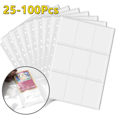 25-100x A4 Double Sided 9 Pocket Pages Trading Card Sleeves Pages Storage  • £6.66