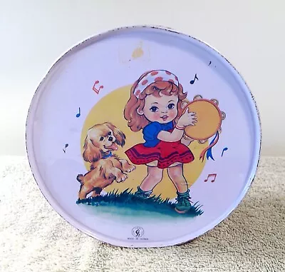 Vtg 1950/60's Soon Cheng Metal Drum Lithographed Children Playing Instruments 6  • $21