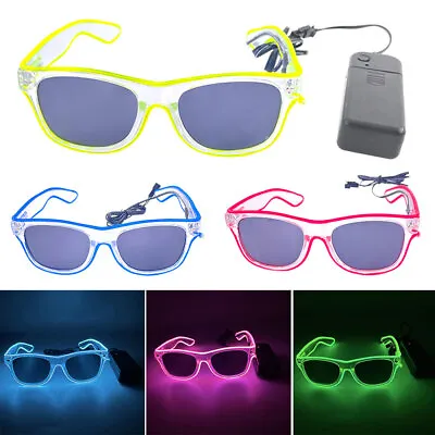 New LED Glasses Light Up Wire Rave Glasses Glow In Dark Flashing LED Sunglasses • £8.12