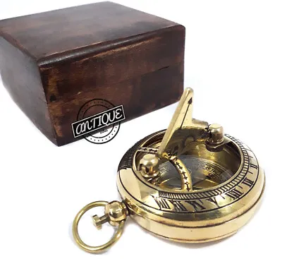 Vintage SUNDIAL BRASS COMPAS NAUTICAL MARINE GIFT/DECOR MARITIME COMPASSES. • $21.32