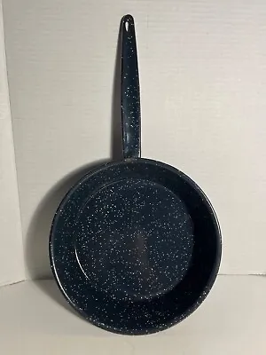 Vintage Speckled Enamelware 9” Skillet Frying Pan - Camping - Kitchen Decor • $20