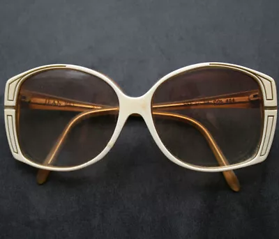 Vintage JEAN PATOU Sunglasses White/Gold Frame Amber Lenses France • $84.99