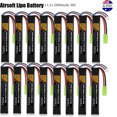 11.1V 2000mAh Airsoft LiPo Battery 30C Rechargeable With Mini Tamiya Connector • $224.19