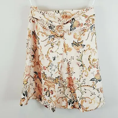 ZIMMERMANN Womens Size 1 Or 10 / US 6 Floral Print Linen Skirt W/ Belt • $550