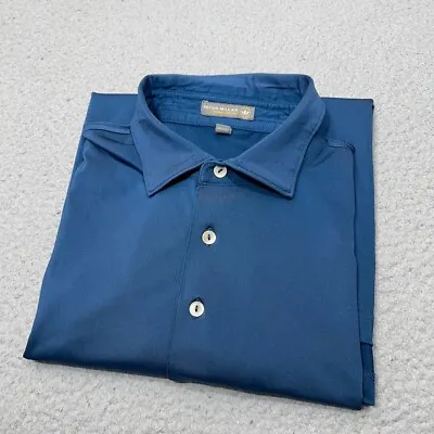 Peter Millar Polo Shirt Men Medium Blue Maui Jim Golf Summer Comfort Performance • $29