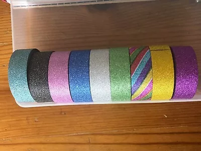 Glitter Washi Tape 15mm - 10 Metres On A Roll - Self Adhesive Tape - Craft • £1.99