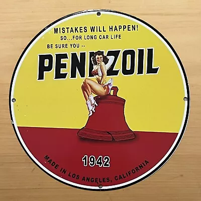 Vintage Pennzoil Porcelain Sign Gasoline Motor Oil Service Station Pump Plate • $118.97