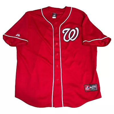 Washington Nationals MLB Majestic Red Jersey Men SIZE 2XL VINTAGE • $29.99