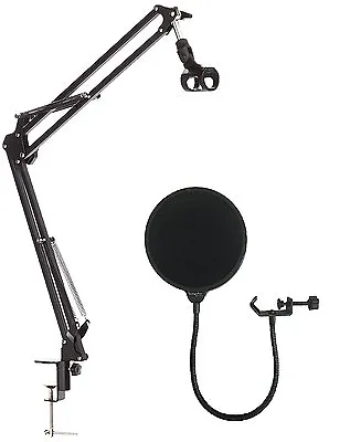 Dragonpad USA  Microphone Suspension Boom Scissor Arm Stand With Pop Filter • $15.99