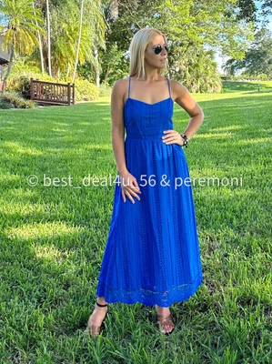 $55 • Buy Zara Openwork Embroidered Dress Blue Color Size M