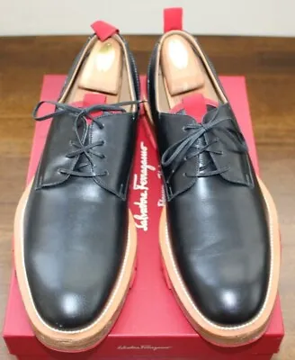 Men's Salvatore Ferragamo Black Moder Leather Plain Toe Oxford Shoes Size 11D US • $399.99