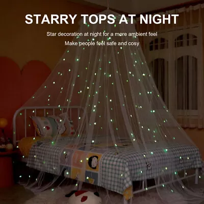 Kids Baby Bed Canopy Bedcover Mosquito Net Curtain Bedding Dome Tent Light Star • £8.45