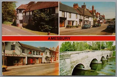 £5 • Buy Multiview Of Amesbury Wiltshire England Postcard Postmark 1988