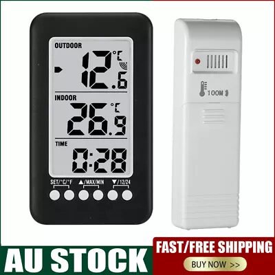 ℃/℉ LCD Digital Wireless Indoor/Outdoor Thermometer Clock Temperature Meter AU • $19.99