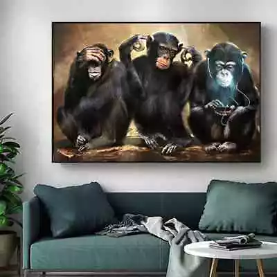 Funny Orangutans Canvas Painting Animal Monkey Posters And Print Abstract Wall • $3.79