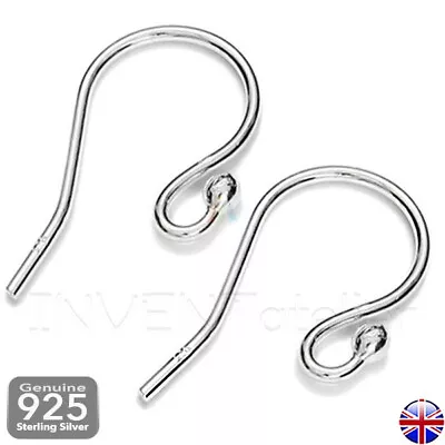 Ball Earwires Solid 925 Sterling Silver French Fish Hook Earring Making Findings • £4.99