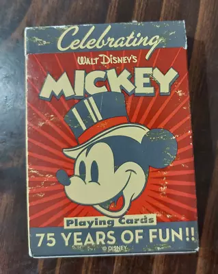 Vintage Celebrating Walt Disney's Mickey Playing Cards Deck 75 Years Of Fun! • $8.95