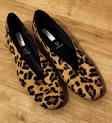 Marks And Spencer Leopard Animal Print Pumps Flat Shoes • £14.99