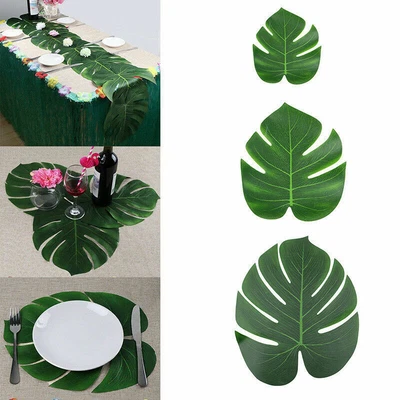 £5.99 • Buy 24X Tropical Hawaiian Artificial Palm Leaves Jungle Foliage Luau Party Decor UK