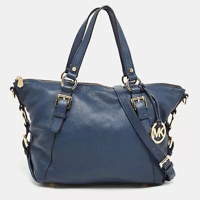 MICHAEL Michael Kors Navy Blue Pebbled Leather Tristan Satchel • $153.30