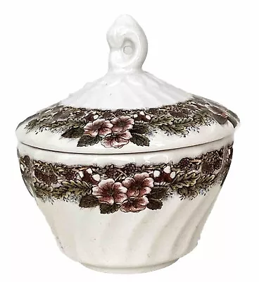 Vintage Thanksgiving Mott Factory Romania Floral Flowers Sugar Bowl With Lid EUC • $16