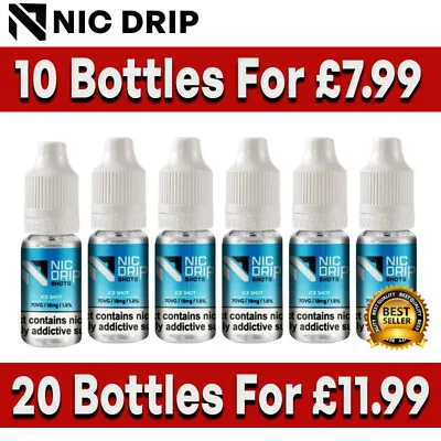 Nic Drips Nicotine Shots Ice Shots 10ml |18mg | E Liquid Vape Juice 70VG / 30PG • £11.99