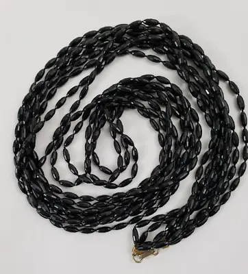Vintage Multi-Strand Necklace Black Beaded Faceted Beads Long • $9.99
