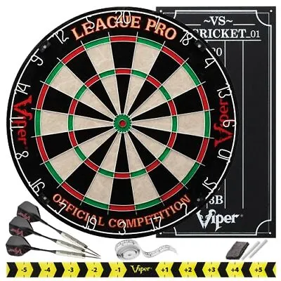 Viper League Pro Regulation Bristle Steel Tip Dartboard Starter Set With Stap... • $57.77