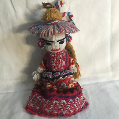 Rare Vintage Antique Collectible Handmade Mexico Zapotec Yarn Girl DOLL 12  • $21.59