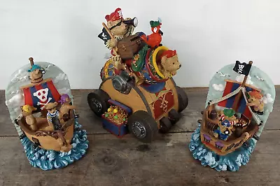 Teddy Bear Pirate Ship Bookends With Pirate Cannon Coin Bank Kids Room Display • $29