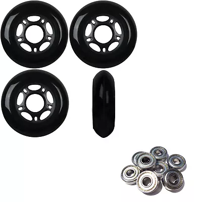 Inline Skate Wheels 80mm 89A Outdoor Black Rollerblade 4Pk With Abec 5 Bearings • $17.95