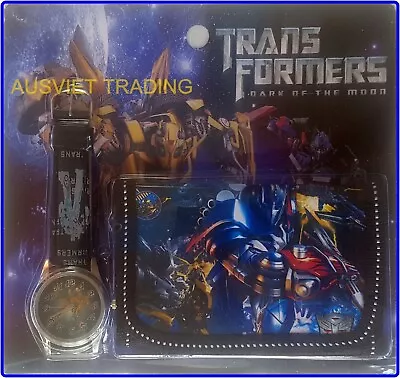 New Transformers Boys Girls Kids Watch Toy Faux Leather Band Wallet Purse Set • $13.99