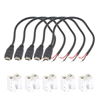 5pcs 1Ft Micro USB Male Plug Cable 2 Wires Power Pigtail Cable DC Cord DIY US • $8.16