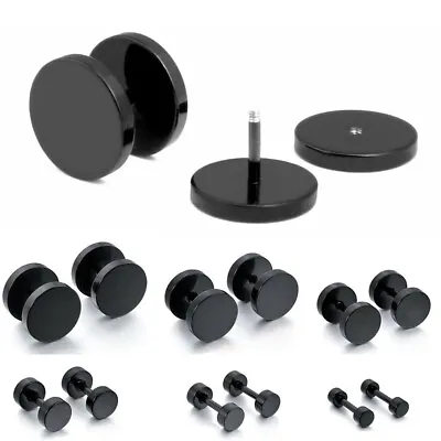 Screw Stud Earrings Men Stainless Steel Cheater Ear Plugs Gauges Illusion Tunnel • $3.79