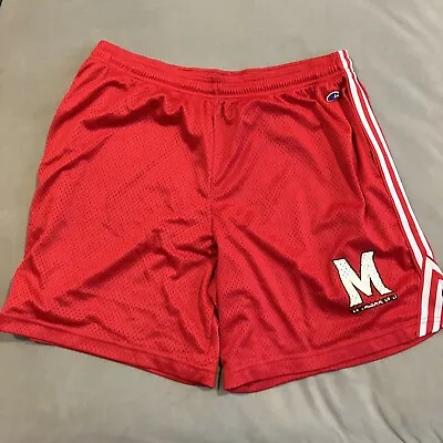 Vintage - Champion - University Maryland Lacrosse - Red Shorts - Pockets - XXL • $34.99