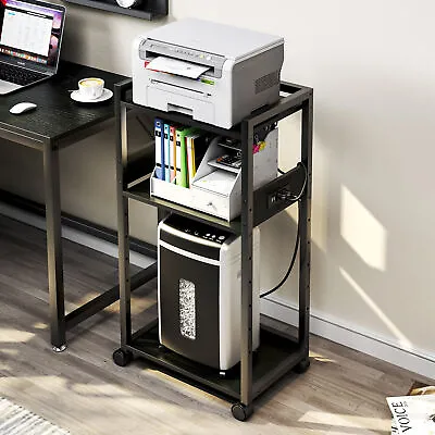 TC-HOMENY 3-Tier Mobile Printer Stand Office Scaner Cart Storage + Power Station • $65.99