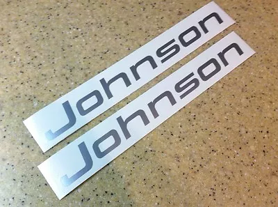 Johnson Vintage Outboard Motor Decals Silver 2-PAK FREE SHIP + FREE Fish Decal! • $9
