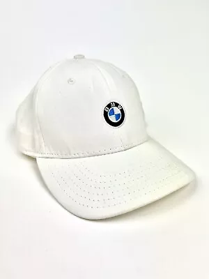Vintage BMW Hat Lifestyle Embroidered Leather Strapback  White Logo • $10.75
